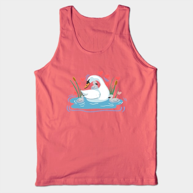 Mother Swan with baby swan family Tank Top by Potato_pinkie_pie